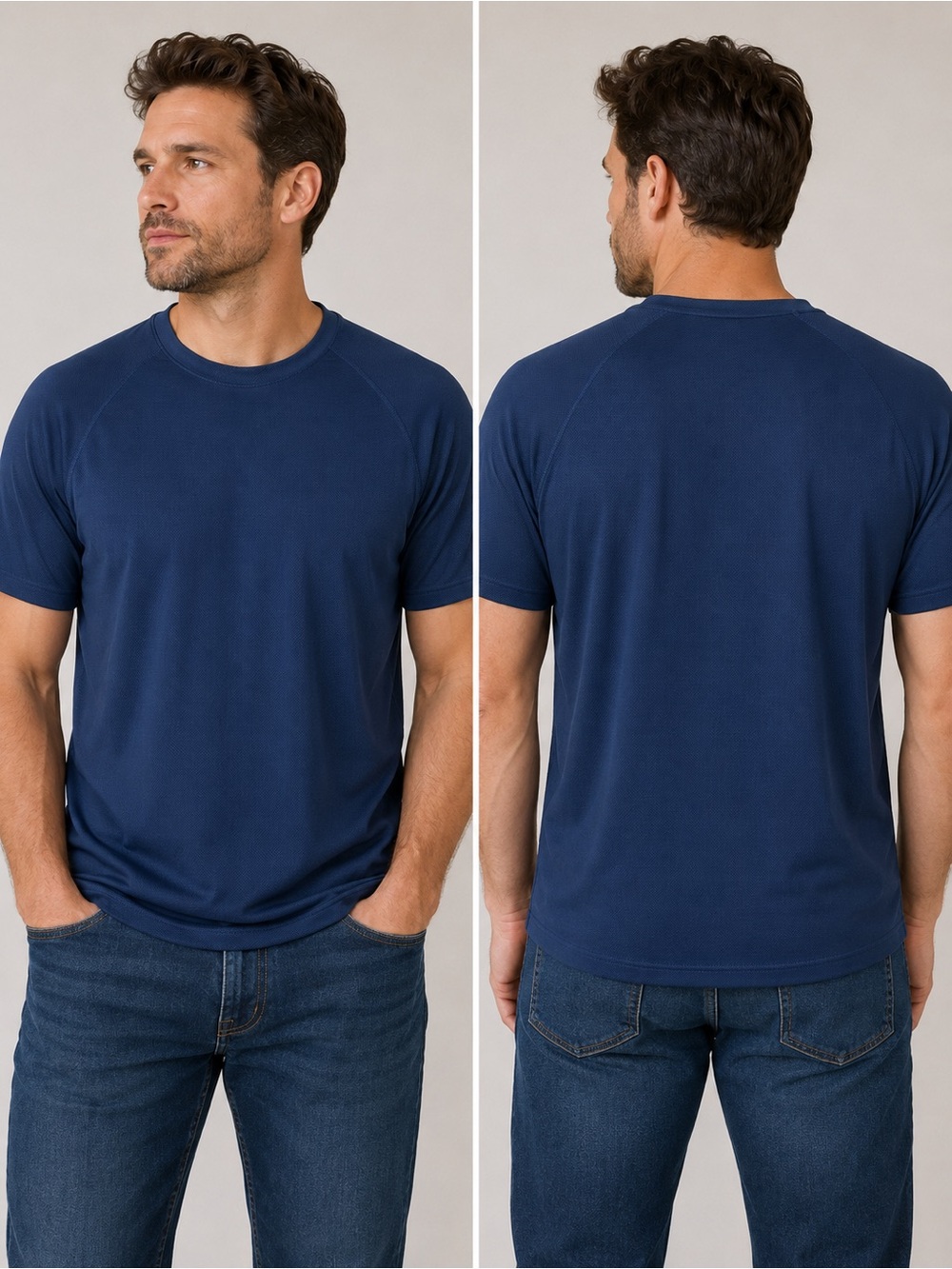 Somo Men’s Blue Coolmax Performance Athletic T-Shirt Large Made in Canada